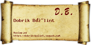 Dobrik Bálint névjegykártya